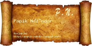 Papik Nándor névjegykártya